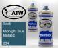 Preview: Saab, Midnight Blue Metallic, 234: 400ml Sprühdose + 400ml Klarlack - Set, von ATW Autoteile West.